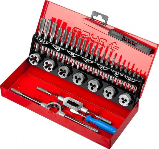 Набор метчиков и плашек ЗУБР "МАСТЕР"  32 предметов 9ХС 28129-H32 28129-H32_z01