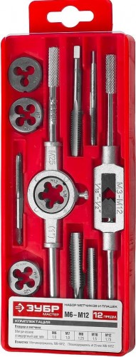 Набор метчиков и плашек ЗУБР 12 предметов 28121-H12 28121-H12 - изображение 3