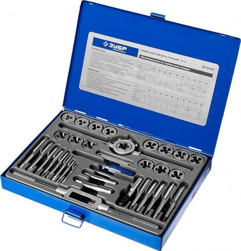 Набор метчиков и плашек ЗУБР "ПРОФЕССИОНАЛ" 35 предметов 28110-H35 28110-H35 - изображение 2