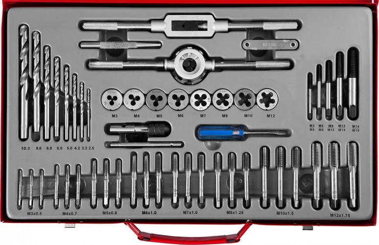 Набор метчиков и плашек ЗУБР "МАСТЕР" 52 предмета 28130-H52 28130-H52_z01