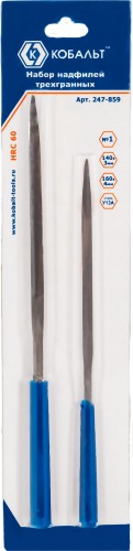Набор надфилей Кобальт 247-859 трехгранных, № 1, 140х3, 160х4 мм (2 шт.)