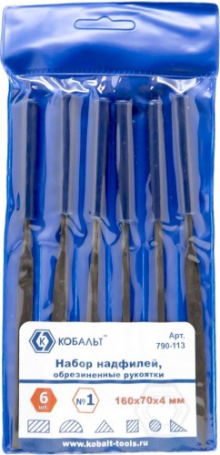 Набор надфилей Кобальт 790-113 № 1, 160х 70х4 мм, обрезиненные рукоятки (6 шт.)