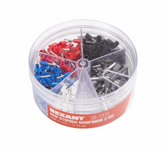 Набор наконечников REXANT 08-1910 втулочных НШВИ (0.5мм²; 0.75мм²; 1мм²; 1.5мм²; 2.5