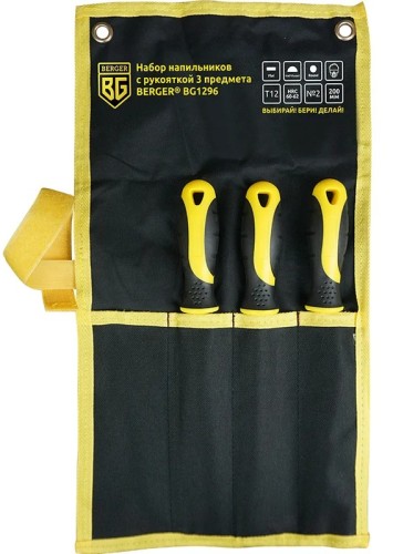 Набор напильников BERGER BG1296 (двухкомпонентная рукоятка, насечка №2, 200 мм) 3 - изображение 2