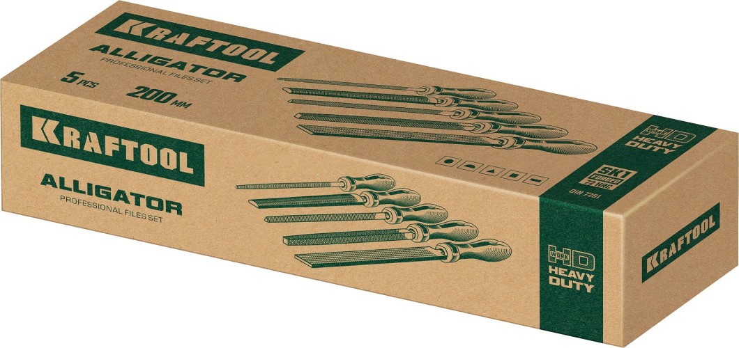 Набор напильников KRAFTOOL ALLIGATOR 16905 двухкомпонентная рукоятка, 200 мм 16905 - изображение 4