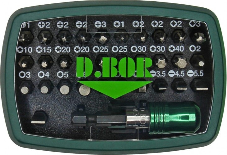 Набор насадок D.BOR 32 предметов + магнитный держатель quick lock 60 мм (арт. d-set D14-DSET32B1