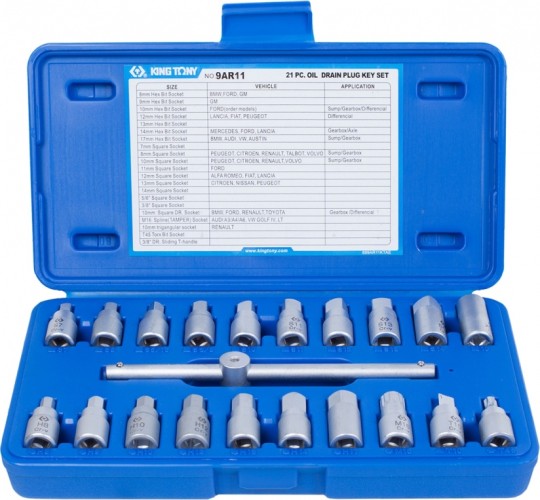 Набор насадок для пробок слива масла KING TONY 9AR11