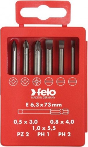 Набор насадок FELO 03092716 бит sl/pz/ph industrial 73 мм в кейсе, 6 шт