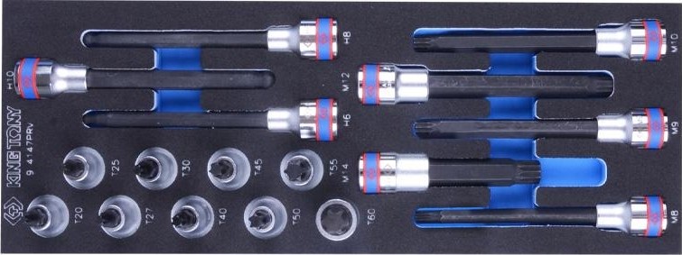 Набор насадок HEX, TORX и SPLINE KING TONY 17 предметов ложемент 9-4147PRV 9-4147PRV