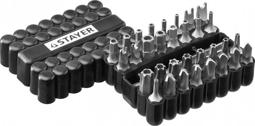 Набор насадок STAYER MASTER : биты специальные cr-v, с магнитным адаптером, в  26084-H33