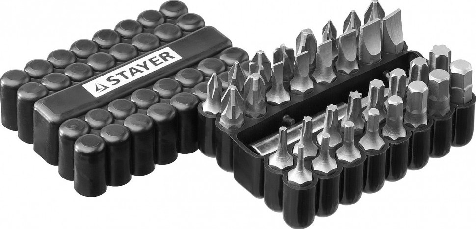 Набор насадок STAYER MASTER : биты cr-v, с магнитным адаптером, в ударопрочном 26085-H33