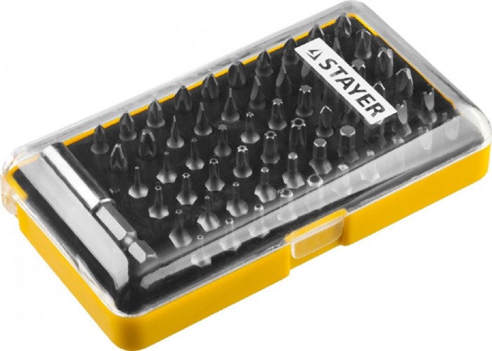 Набор насадок STAYER SUPER UNIVERSAL биты cr-v, с магнитным адаптером, 61 предмет, 26084-H61 - изображение 3
