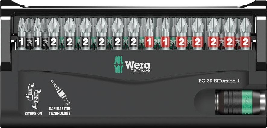 Набор насадок WERA Bit-Check 30 BiTorsion 1 30 предметов WE-057430 WE-057430 - изображение 2