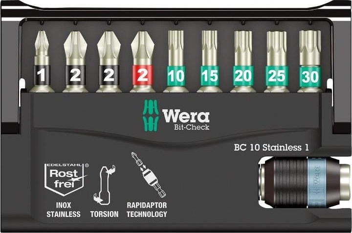 Набор насадок WERA Bit-Check, Edelstahl BC 10/9 SB,WE-073630 WE-073630