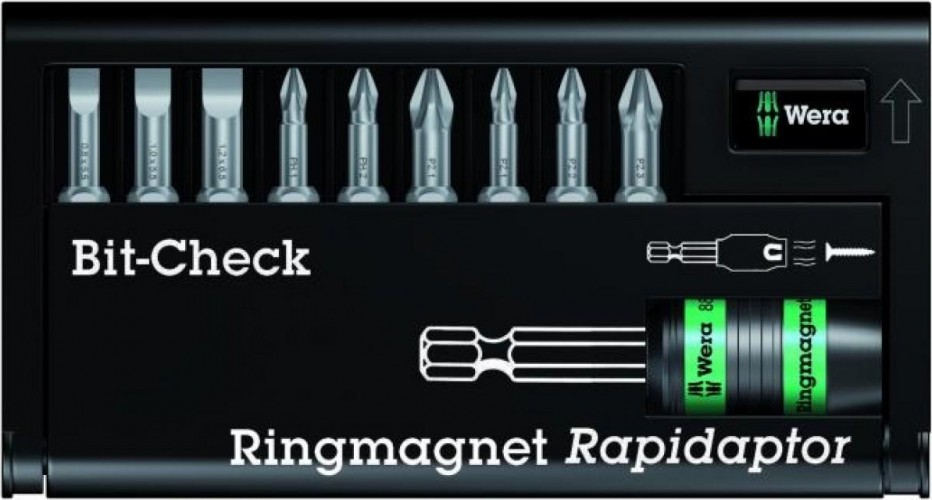 Набор насадок WERA Bit-Check – Ringmagnet Rapidaptor  8800-9/TZ, WE-056378 WE-056378