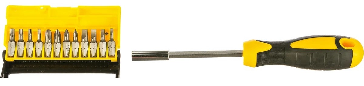 Набор отвертка с битами BERGER BG1072 на пластиковом держателе 13 пр.