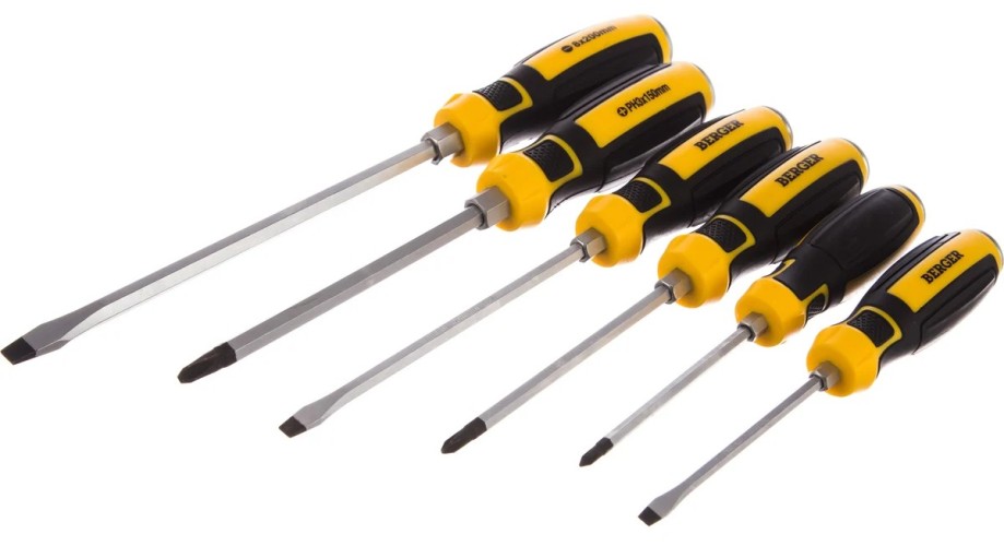 Набор отверток BERGER BG1067 ударных с шестигранником 6 пр.