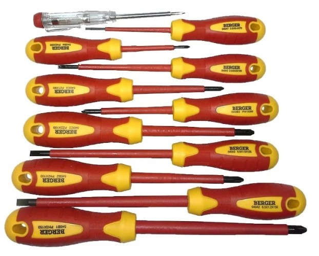 Набор отверток диэлектрических BERGER BG1066 до 1000V 11 пр.