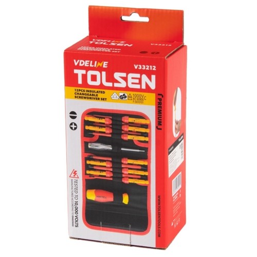 Набор отверток диэлектрических TOLSEN TTV33212 со сменными вставками 12 пр. - изображение 4