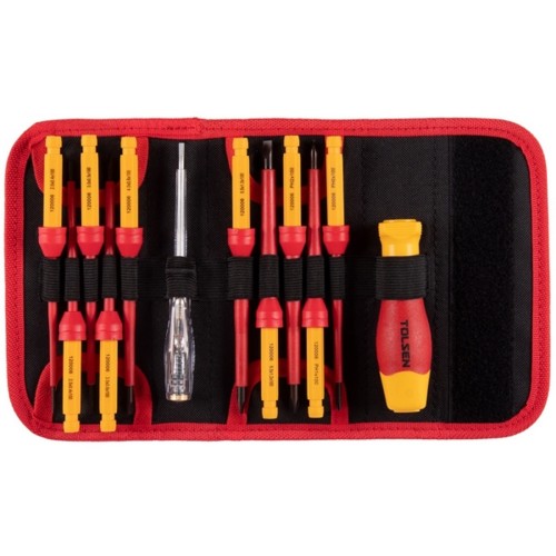 Набор отверток диэлектрических TOLSEN TTV33212 со сменными вставками 12 пр.
