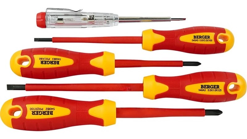 Набор отверток диэлектрических BERGER BG1065 до 1000V 5 пр.