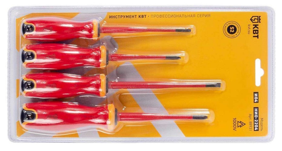 Набор отверток диэлектрических КВТ НИО-2204 серия СЛИМ 88931