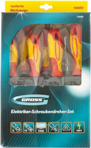 Набор отверток диэлектрических GROSS до 1000 В двухкомпонентные рукоятки 12950 - изображение 3