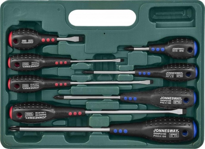 Набор отверток JONNESWAY D04PP08S стержневых FULL STAR, 8 предметов 047072