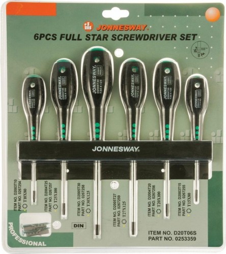 Набор отверток JONNESWAY D20T06S стержневых TORX® FULL STAR, 6 предметов 048715