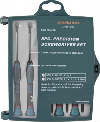 Набор отверток JONNESWAY D3765P08S для точной механики, 65 мм, 8 предметов 048815 - изображение 2