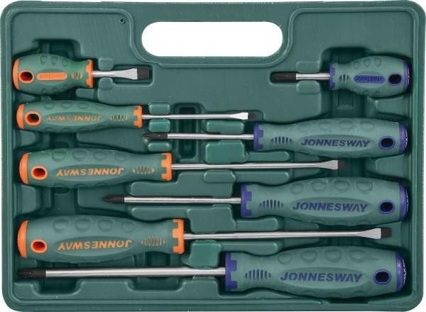 Набор отверток JONNESWAY D71PP08S стержневых ANTI-SLIP GRIP, 8 предметов 048388