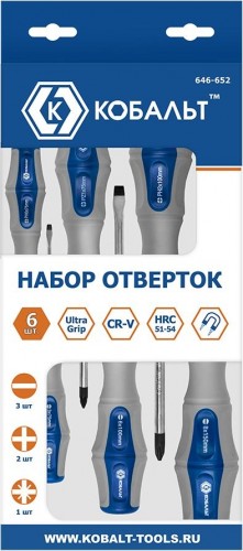 Набор отверток Кобальт 646-652 ultra grip cr-v (6 шт.)
