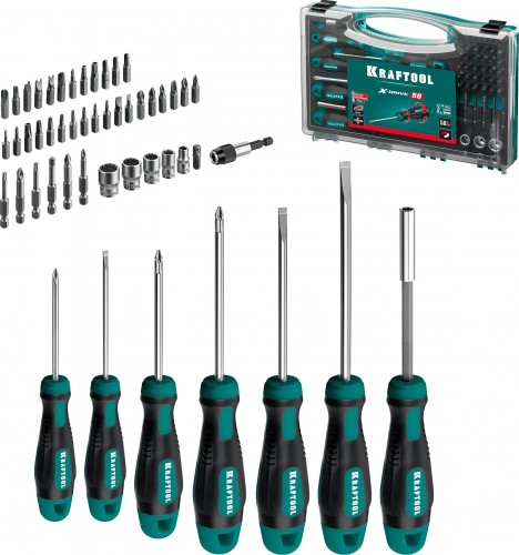 Набор отверток KRAFTOOL X-Drive-50 и насадок, 50 шт. 25815