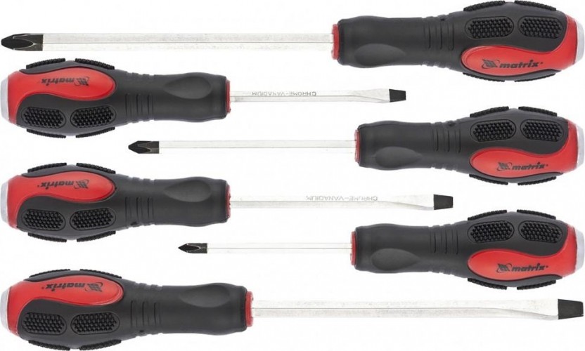 Набор отверток MATRIX  ph1x75, ph2x100, ph3x150, sl5x75,sl6 ударных 6шт., 19120