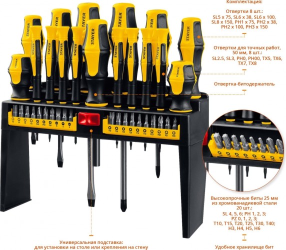 Набор отверток с насадками, 37 предметов STAYER Hercules-PRO-37 25312-H37 - изображение 2