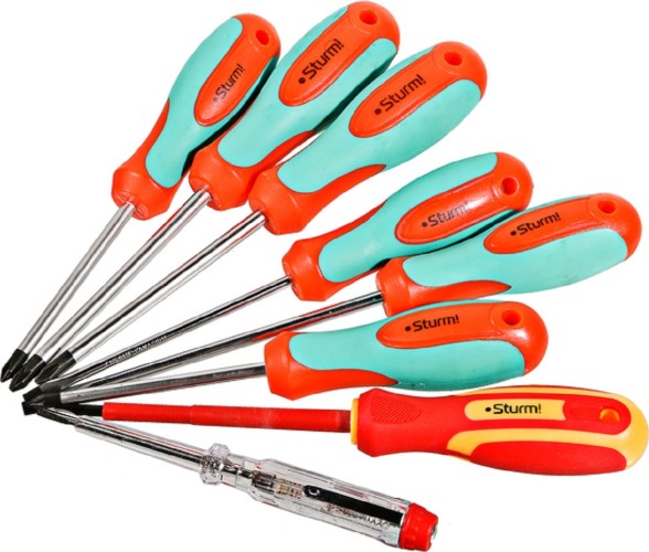 Набор отверток Sturm 1040-03-K8 1 диэлект, 1 тестер, cr-v, 8 пред.