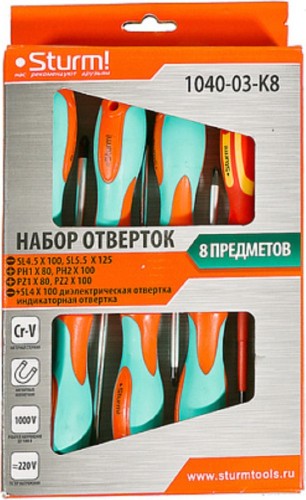 Набор отверток Sturm 1040-03-K8 1 диэлект, 1 тестер, cr-v, 8 пред. - изображение 5