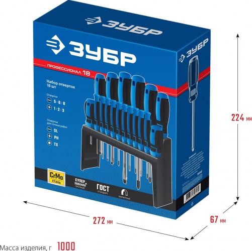 Набор отверток ЗУБР Профессионал-18 18 шт 25242 - изображение 2