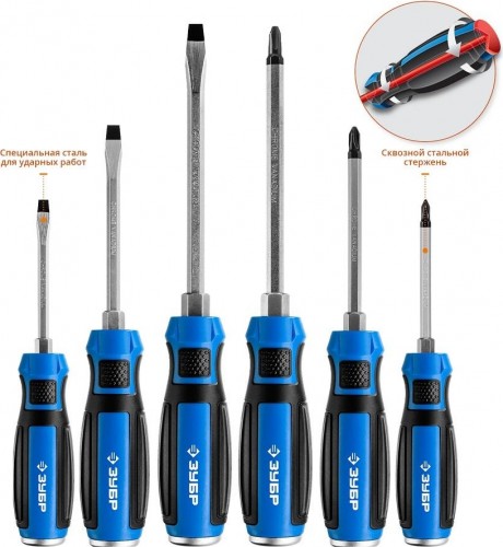 Набор отверток ЗУБР ПРОФЕССИОНАЛ УДАРНИК ударных, 6 шт 25026 - изображение 3