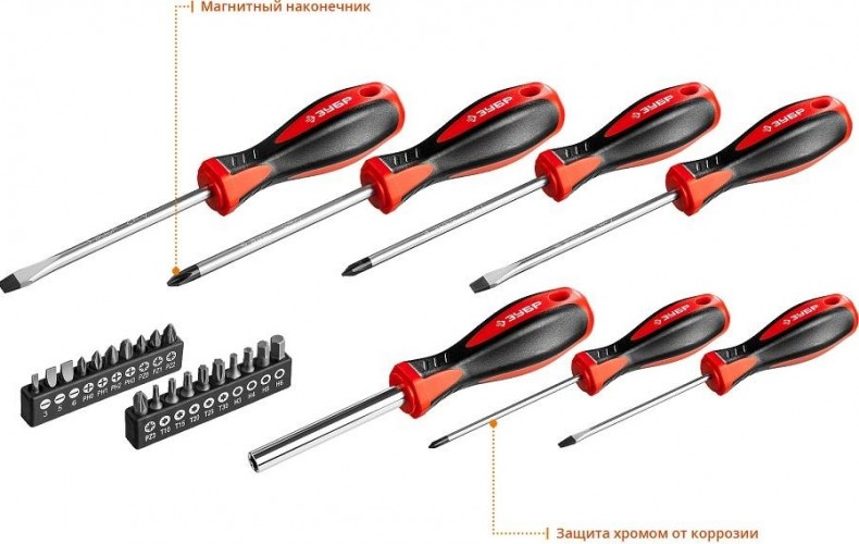 Набор отверток ЗУБР Универсал-27 с битами, 27 предметов 25027 - изображение 4
