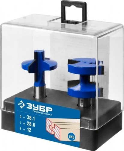 Набор пазо-шиповых фрез ЗУБР ПРОФЕССИОНАЛ 38.1x28,6мм, хвостовик 12мм, 28731-38.1-H2 - изображение 2