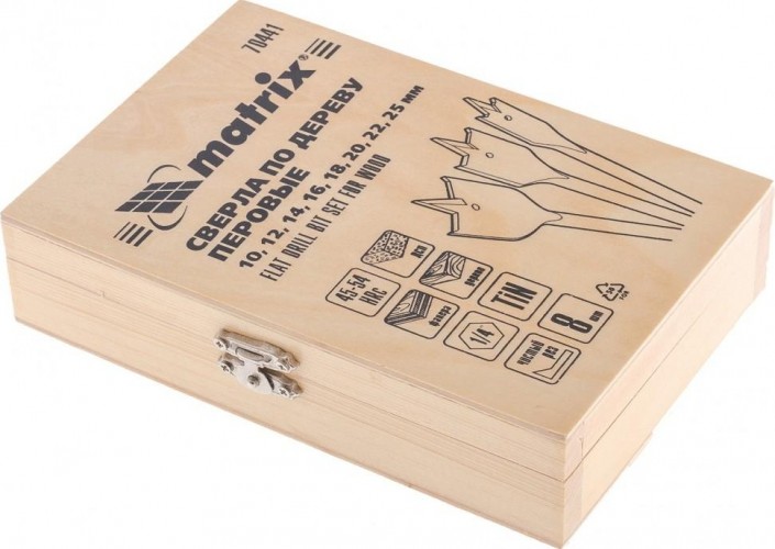 Набор перовых сверл по дереву MATRIX 10-25 х 150 мм 8 шт. 70441 - изображение 3