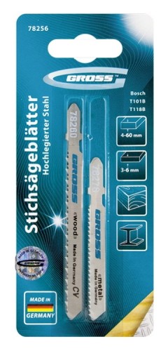 Набор пилок GROSS 78256 для электролобзика универсальный, 2 шт.