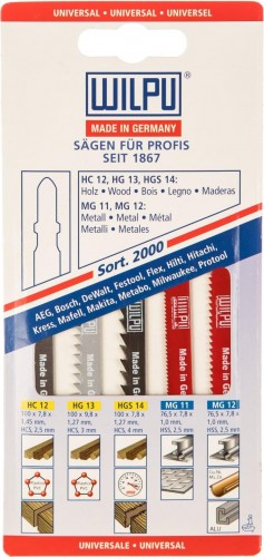 Набор пилок WILPU SORT 2000 (hc12\hg13\hgs14\mg11\mg12) для деревообработки и  286000005