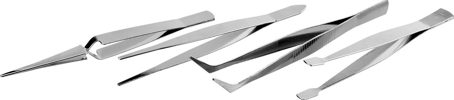 Набор пинцетов ЗУБР МАСТЕР нержавеющая сталь, 120 мм, 4 шт. 22215-H4