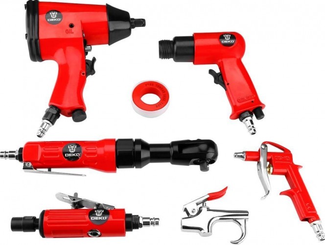 Набор пневмоинструмента DEKO DKPT61 Premium и аксессуаров 61 предмет в чемодане 018-1105 - изображение 2