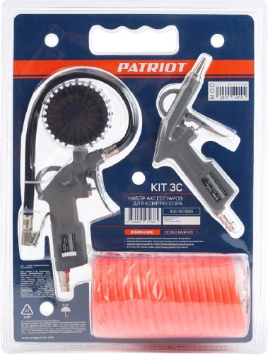 Набор пневмоинструмента PATRIOT KIT 3 C 3 предмета+3 сопла 830901065 - изображение 2