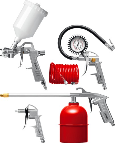 Набор пневмоинструмента STAYER MASTER 5 предметов, краскораспылитель с верхним бачком 06488-H5