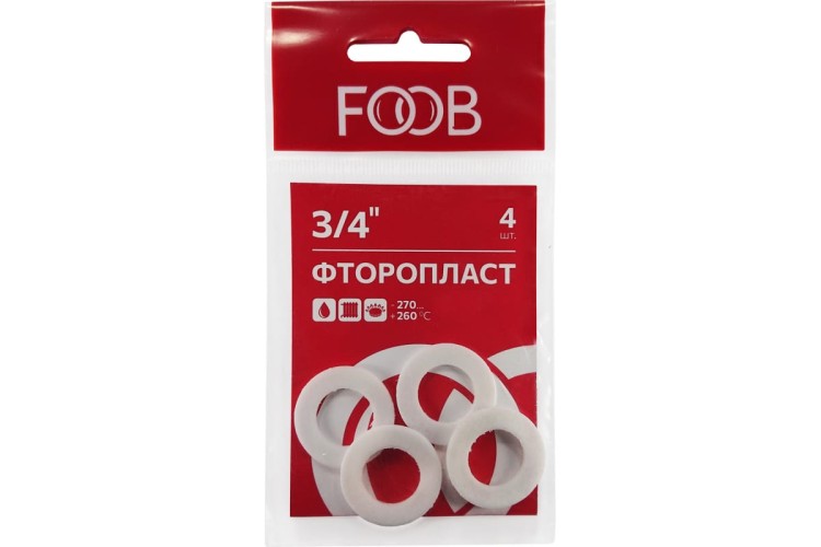 Набор прокладок из фторопласта FOOB F20.44.4 3/4", 4 шт. 00-00002549