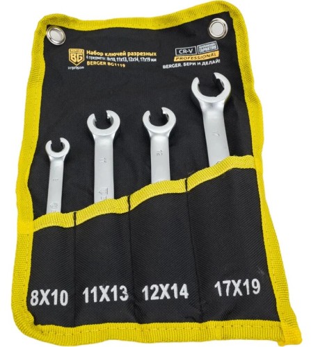 Набор разрезных ключей BERGER BG1119 8-19 мм, 4 пр. в матерчатом чехле - изображение 2